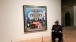 Artist Paul Laffoley in front of his work Thanaton III. The painting illustrates the third visitation of an alien, who appears to Laffoley in a humanoid form as a one-metre-high reptilian-featured hermaphrodite that speaks to him telepathically