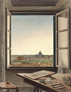 Constant Moyaux (French, 1835–1911) View of Rome from the Artist’s Room at the Villa Medici (1863) (Watercolor on paper 11 5/8 x 9 in.)