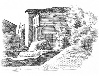 Giorgio Morandi, Small House with Portico and Cypress