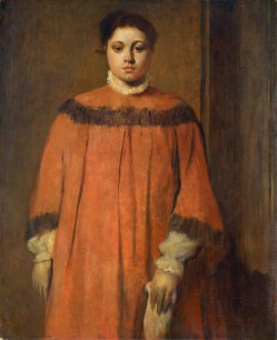 Edgar Degas,  Girl in Red,  1866 oil on canvas.  Overall: 98.9 x 80.8 cm  Chester Dale Collection