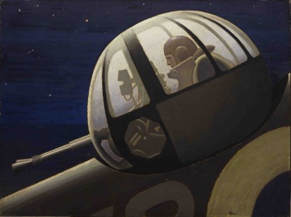 Keith Henderson, Air Gunner in Action in a Turret: Night, 1940.  Oil on canvas, 76.2x101.9cm, Imperial War Museum. Image & photo ©IWM