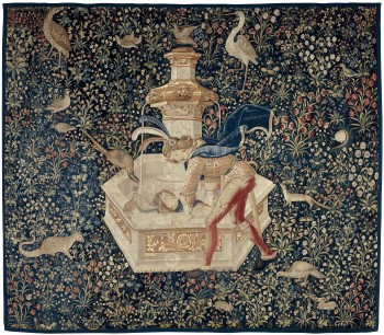 Cartoon: Paris; Weaving: Probably Paris or Flanders. Narcissus at the Fountain, c. 1500. Wool and silk thread