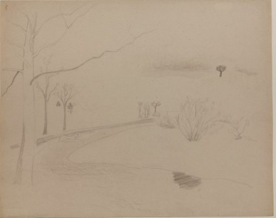Ben Nicholson, 1928 (The River Irthing) Also known as 'Cumberland Landscape'. Pencil drawing