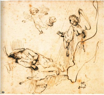 Ferdinand Bol (Dordrecht, 1616 – Amsterdam, 1680) ‘The Dream of Jacob’ (Genesis 28: 10-22)  Pen and brown ink.