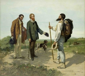 Gustave Courbet , La Rencontre (Bonjour Monsieur Courbet), (The Meeting (Bonjour Monsieur Courbet)), 1854 .  Oil on canvas, 132.4x151cm,  Musée Fabre, Montpellier Agglomération  © Musée Fabre, Montpellier Agglomération/Frédéric Jaulmes