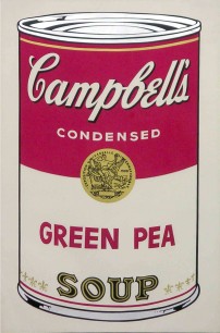 Campbell´s green pea soup  Signed by Andy Warhol Silkscreen/paper 87x57.5 cm