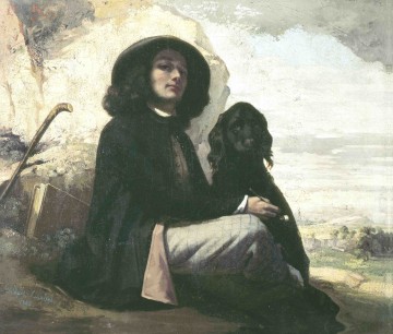 Gustave Courbet , Courbet au chien noir (Portrait de l’artiste), (Self-Portrait with Black Dog), 1842 .  Oil on canvas, 46.5x55.5cm,  Petit Palais, Musée des Beaux-Arts de la Ville de Paris  © bpk/RMN – Grand Palais/Jacques L’Hoir/Jean Popovich