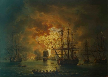 Jacob P. Hackert, Destruction of the Turkish Fleet at the Battle of Chesme, From the collection of Catherine the Great