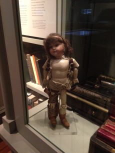 Doll with spinal brace and leg splint used for teaching by first British woman orthopaedic surgeon, Maud Forester Brown, 1930s. EGA Gallery.Photo Jenny Kingsley