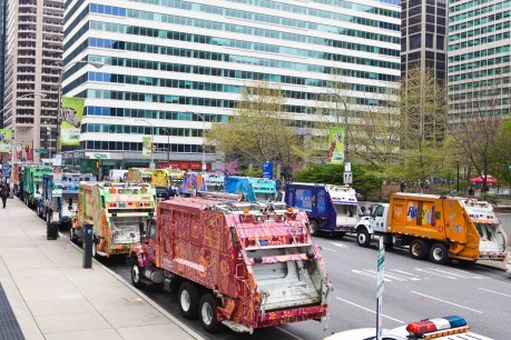 Design in motion - recycling trucks also feature Street art in Philadelphia