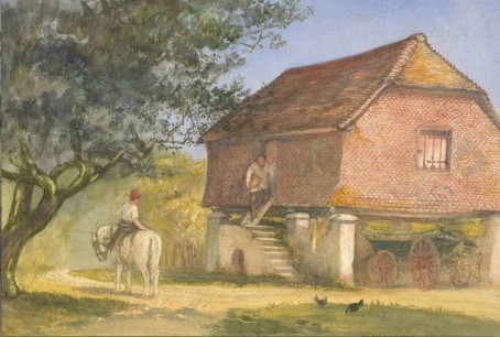 Gertrude Jekyll, Granary at Slades Farm, Bramley' c.1860s Photograph Surrey History Centre, © The Jekyll Estate