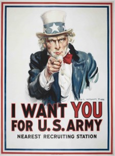 I want You for U.S. army. c.1917. Loan courtesy of Anthony d’Offay, London