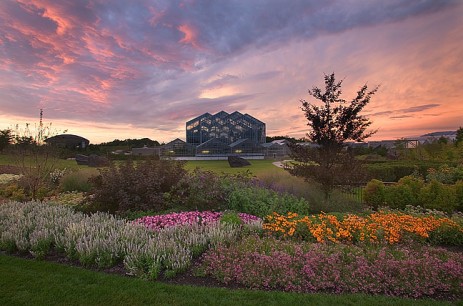 The Frederik Meijer Gardens and Sculpture Park at sunset