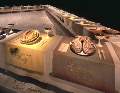 Judy Chicago, The Dinner Party - Virginia Woolf and Georgia O'Keeffe place settings