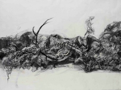 Lanfranco Quadrio, Death of Acteon, 2013, work on canvas, 148x200cm
