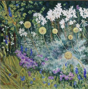 Maria Bell-Salter, Lilies of the Field, oil on linen,  100x100cm