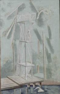 Paul Nash, DIving Stage (1928), oil on canvas, 84x53.5cm. Courtesy British Council and Tate
