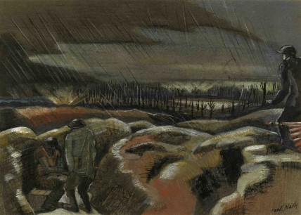 Paul Nash, Shellburst, Zillebeke, 1917, Signed 'Paul Nash' lower right, Coloured chalks on brown paper, 25.5 x 35.5 cm. Courtesy Piano Nobile