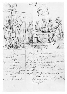 Paul Cézanne, , ‘La Mort règne en ces lieux’ (‘Death reigns in this place’), drawing on a letter to Zola, 17 January 1859. Private collection