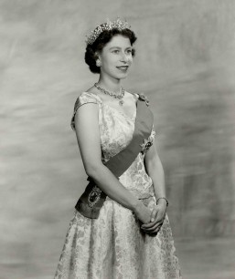 HM Queen Elizabeth II wears the Girls of Great Britain and Ireland Tiara, 1956, Baron Studios