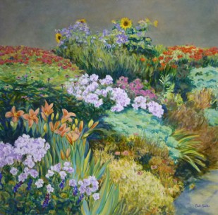 Maria Bell-Salter, Regent's Park Border III, oil on linen,  100x100cm