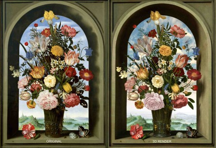 Comparison of stills from Rob and Nick Carter, Transforming Still Life Painting, 2012, 3-hour looped film, fram and Apple Mac, Royal Picture Gallery Mauritshuis, The Hague, ©Rob and Nick Carter