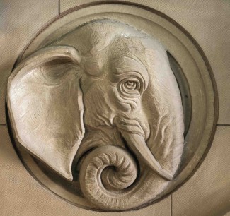 Phylllis Bone, carving of an elephant in Scotland's National War Memorial