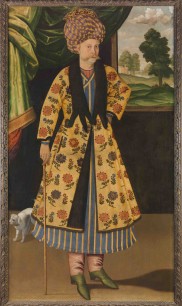 Artist unknown, Man in Turkish (?) Costume, Iran, 2nd half 17th / early 18th century, Oil on canvas; 218 × 125 cm, Doha, Museum of Islamic Art, PA. 02.1997