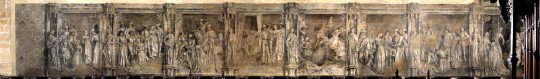 Lower register of paintings on the south wall of Eton College Chapel