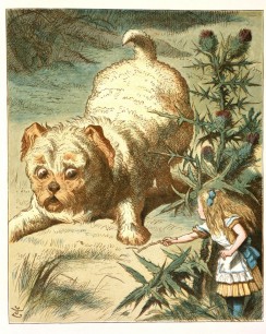 The 'Dear Little Puppy' towers over Alice, Alice in Wonderland