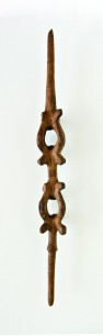 Unique wood object, probably a staff god from Mitiaro, originally adorned with feathers. 62 cm.