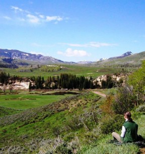 Photograph of Maria Bell-Salter, sketching in Colorado
