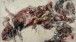 Lanfranco Quadrio, Agony of Actaeon - the pack 2013, Oil graphite pen pencil on canvas, 150x280cm