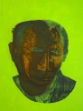 Hedy Klineman, African-American Portrait: Eric Robertson, Gold Mask, Akan, Ghana, 2010, acrylic silkscreen on canvas, 18” x 24”