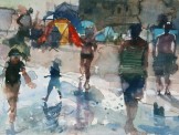 Richard Pikesley RWS, Edge of  the Sea, Lyme Regis,  4.5x6 ins, watercolour_edited