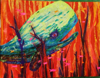 Michelle WIllis, Whale, one of the paintings on display at the Royal Albert Memorial Museum, Exeter