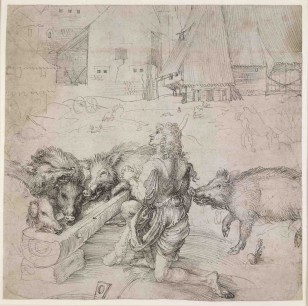 Albrecht Dürer (1471–1528), The Prodigal Son, c. 1495–96, Pen and ink, 215 x 220 mm,  © The Trustees of the British Museum, London, Inv. SL, 5218.173